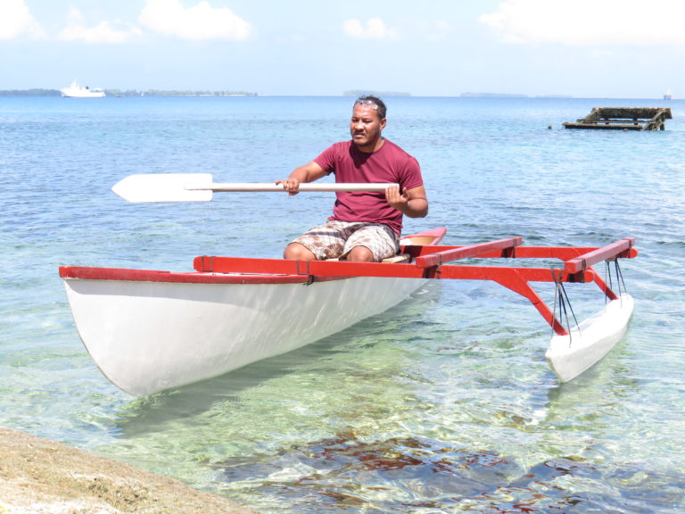 Launching of the first new paddling canoe at Fisheries Tuvalu Fisheries