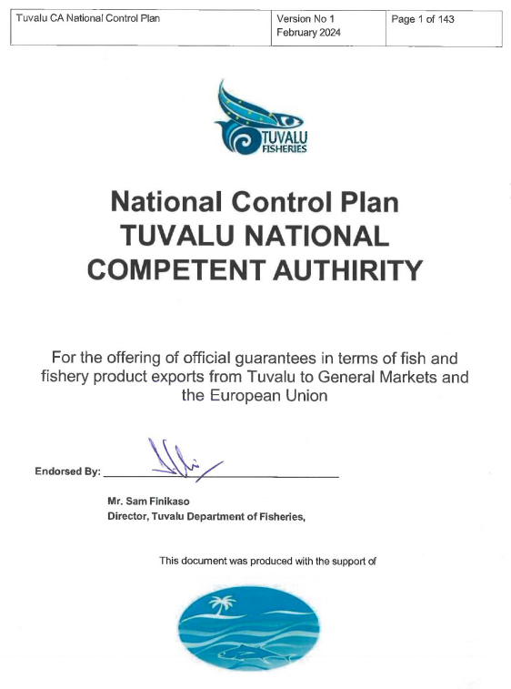National Control Plan: Tuvalu National Competent Authority